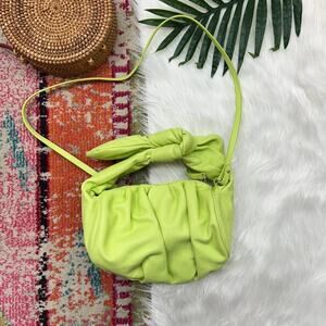 SCHUTZ Lime Green Knotted Bow Leather Bag Purse